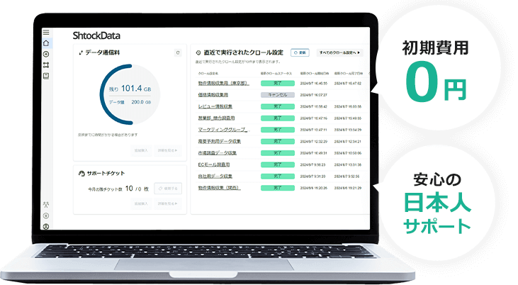 ShtockDataの管理画面